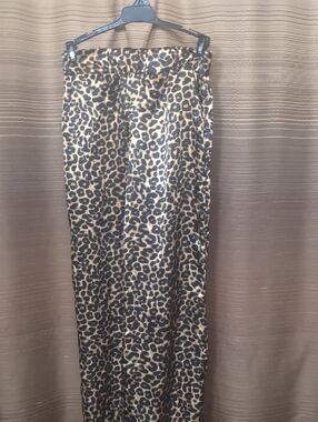 Rainbow Leopard Print Satin Wide Leg Pants — Brown & Black